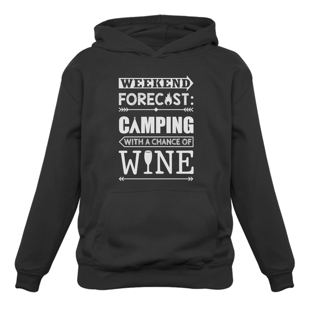 Weekend Forecast Camping with Wine Women Hoodie - Black 2