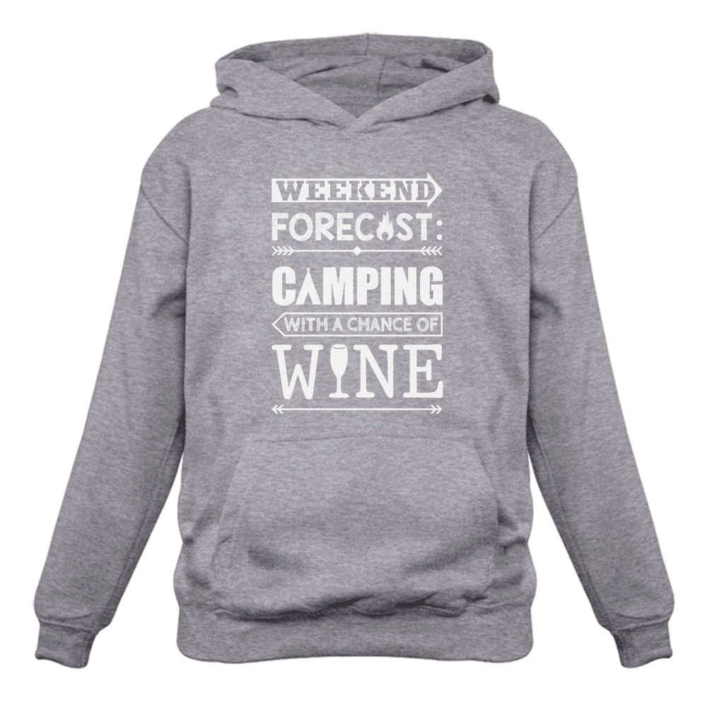Weekend Forecast Camping with Wine Women Hoodie - Gray 4