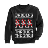 Dabbing Through The Snow Santa Christmas Youth Kids Sweatshirt 