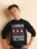 Dabbing Through The Snow Santa Christmas Youth Kids Sweatshirt 