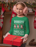 Thumbnail Dabbing Through The Snow Santa Christmas Youth Kids Long Sleeve T-Shirt Black 6