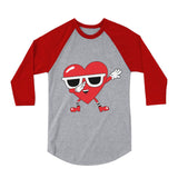Thumbnail Dabbing Heart Valentine's 3/4 Sleeve Baseball Jersey Toddler Shirt Red 1