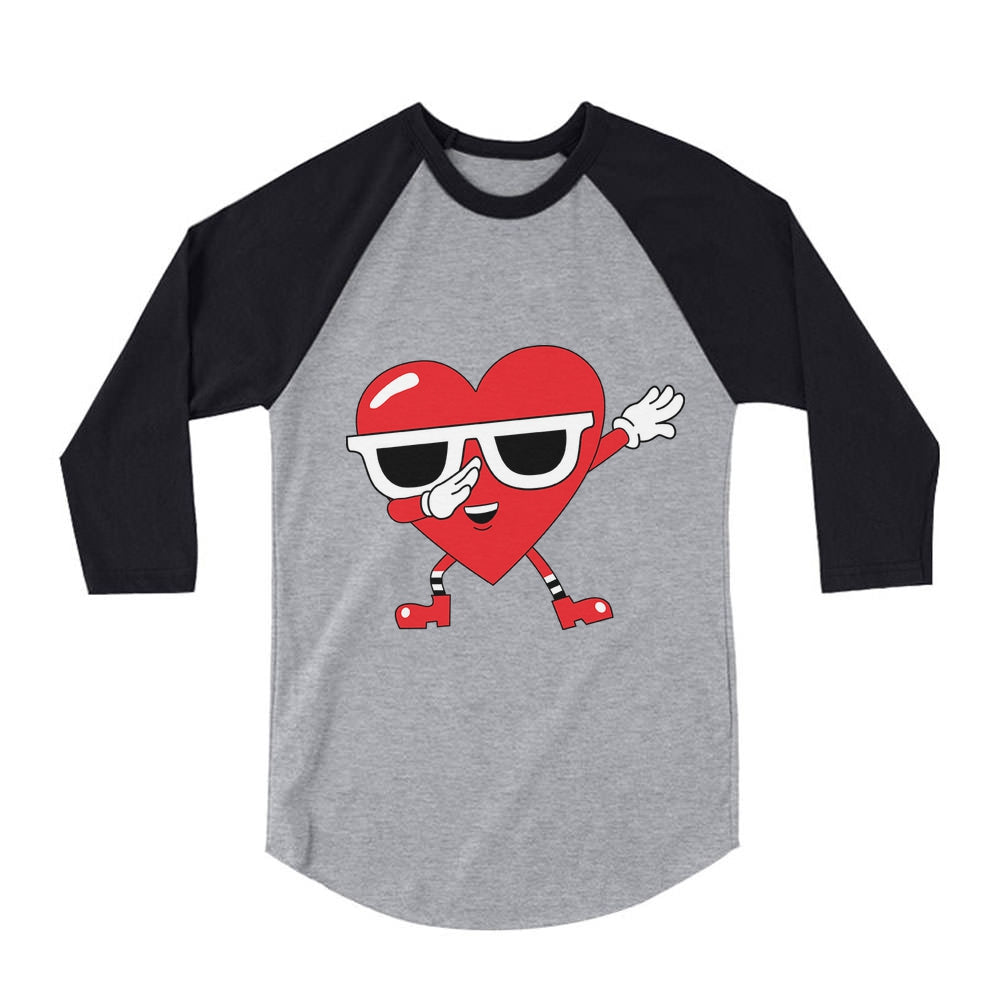 Dabbing Heart Valentine's 3/4 Sleeve Baseball Jersey Toddler Shirt - Dark Gray 2