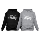 Thumbnail Hubby & Wifey Matching Couples Hoodie Set - Husband & Wife Valentine's Day Gift Hubbey Black / Wifey Gray 3