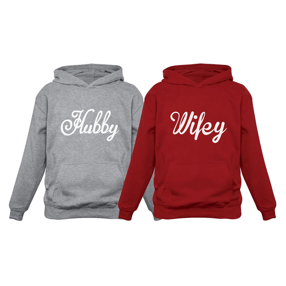 Hubby & Wifey Matching Couples Hoodie Set - Husband & Wife Valentine's Day Gift 