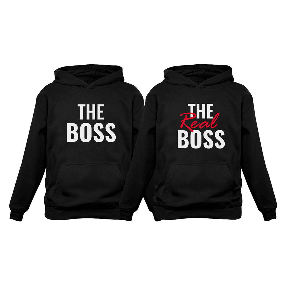 The Boss & The Real Boss Matching Hoodies for Couples His and Hers Hoodie  Set Men Black Large/Women Black Small at  Women's Clothing store