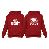 Thumbnail Mr Right and Mrs Always Right Husband & Wife Funny Matching Couple Hoodie Set Mr. Red / Mrs. Red 4