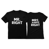 Thumbnail Mr Right and Mrs Always Right Husband & Wife Funny Matching Couple T-Shirt Set MR Black / Mrs Black 5