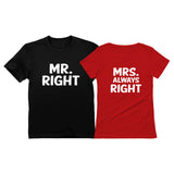 Thumbnail Mr Right and Mrs Always Right Husband & Wife Funny Matching Couple T-Shirt Set MR Black / Mrs Red 3