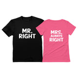 Thumbnail Mr Right and Mrs Always Right Husband & Wife Funny Matching Couple T-Shirt Set MR Black / Mrs Pink 4