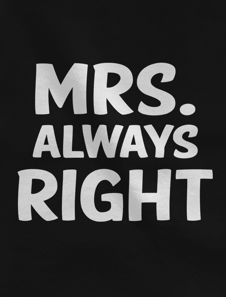 Mr Right and Mrs Always Right Husband & Wife Funny Matching Couple Hoodie Set - Mr. Black / Mrs. Red 7