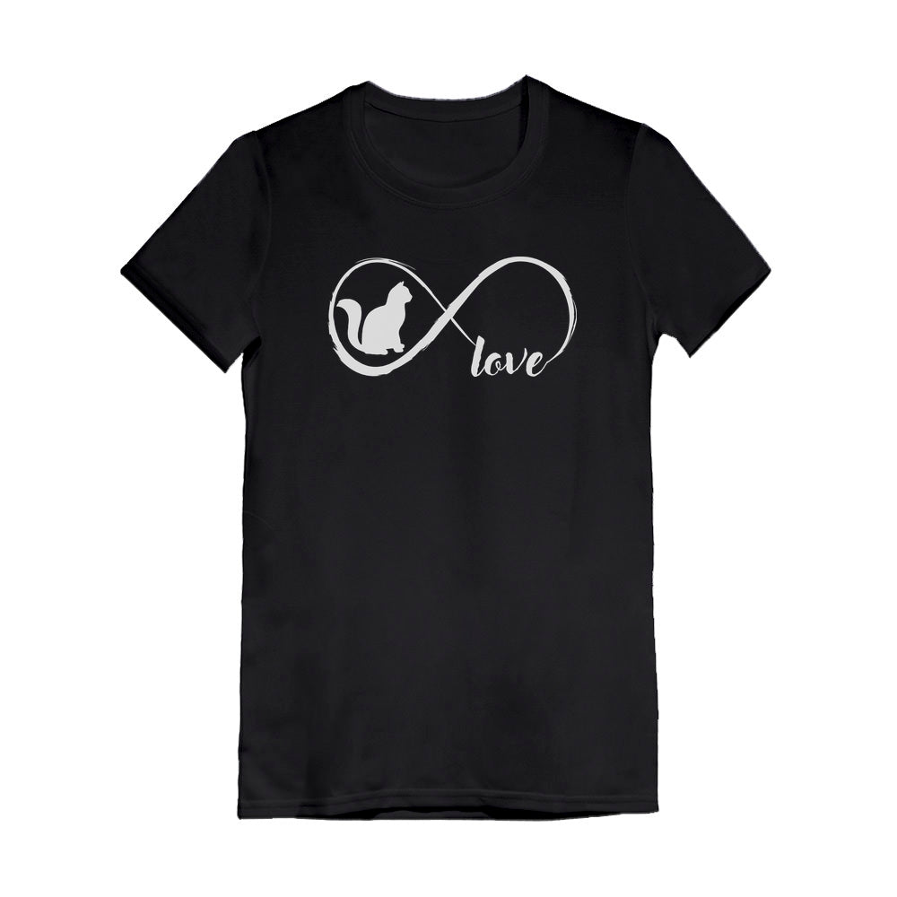 Infinite Love - Gift for Cat Lovers Youth Kids Girls' Fitted T-Shirt - Black 1