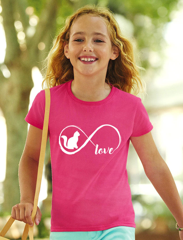 Infinite Love - Gift for Cat Lovers Youth Kids Girls' Fitted T-Shirt - Wow pink 6