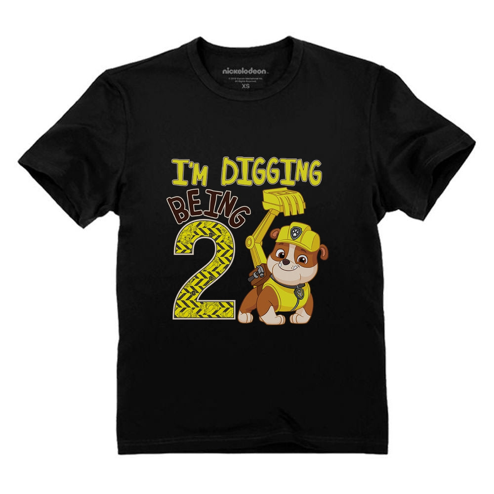 Paw Patrol Rubble Digging 2nd Birthday Official Nickelodeon Toddler Kids T-Shirt 