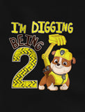 Thumbnail Paw Patrol Rubble Digging 2nd Birthday Official Nickelodeon Toddler Kids T-Shirt Gray 5