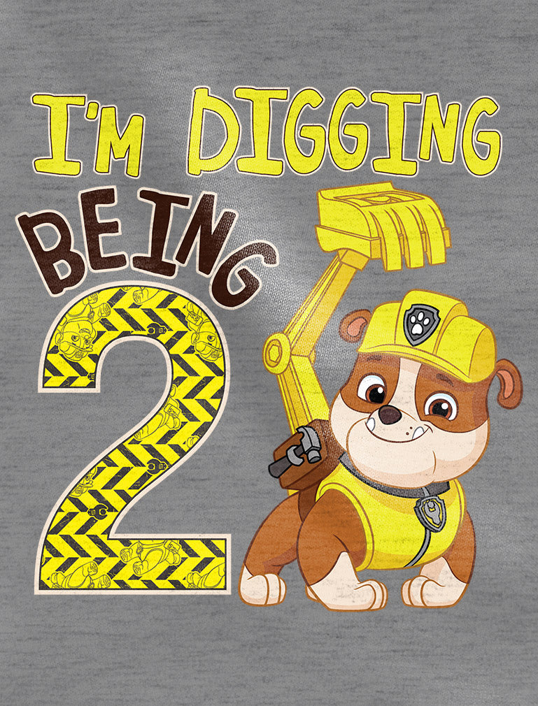 Paw Patrol Rubble Digging 2nd Birthday 3/4 Sleeve Baseball Jersey Toddler Shirt 