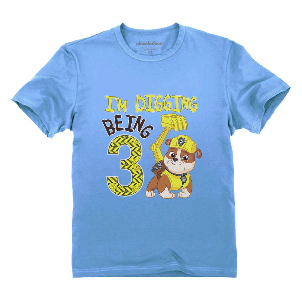 Paw Patrol Rubble Digging 3rd Birthday Official Toddler Kids T-Shirt - California Blue 2