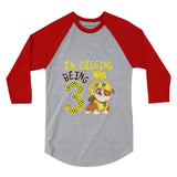 Paw Patrol Rubble Digging 3rd Birthday 3/4 Sleeve Baseball Jersey Toddler Shirt 