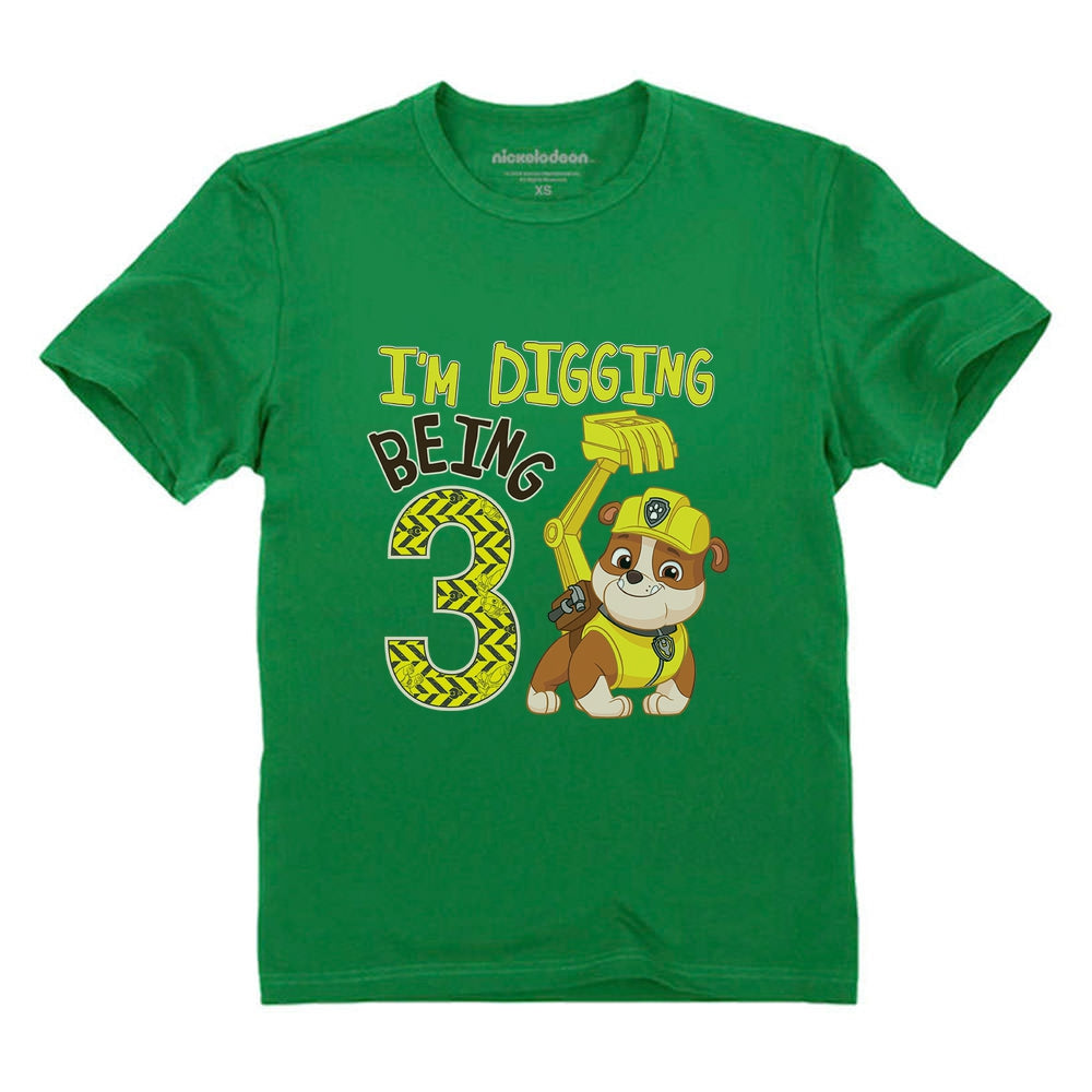 Paw Patrol Rubble Digging 3rd Birthday Official Toddler Kids T-Shirt 