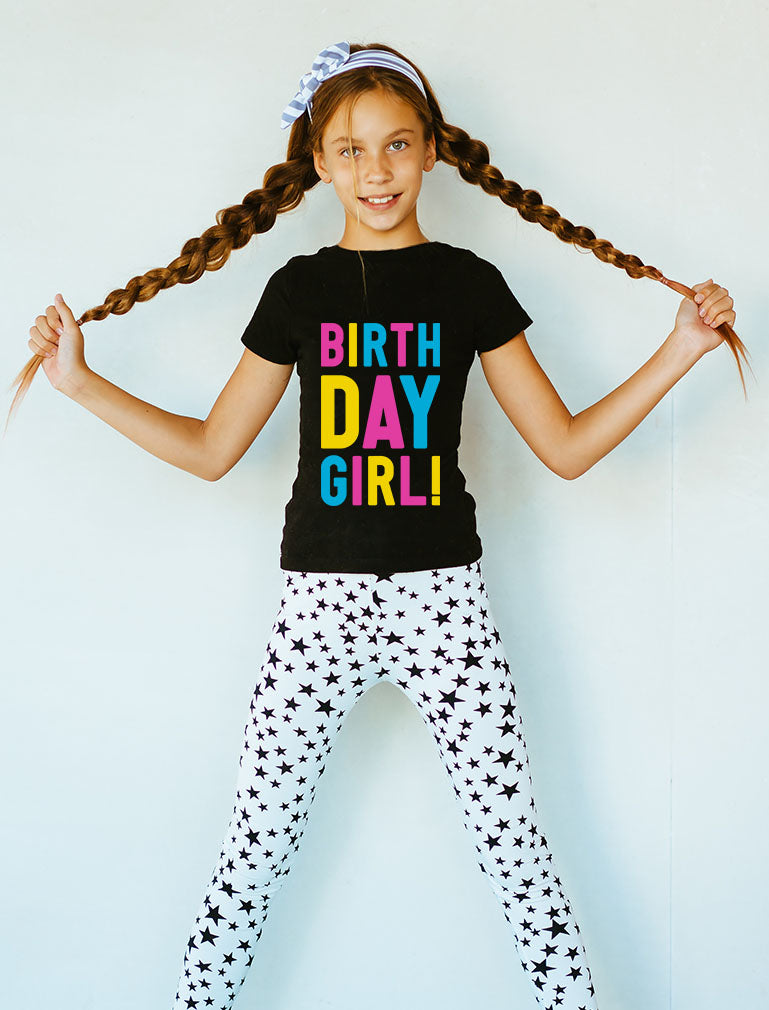 Birthday Girl - It's My Birthday Girls' Colorful T-Shirt - Black 3