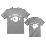 Quarterback and First Draft Matching Football T-Shirts Outfit for Father and Son 