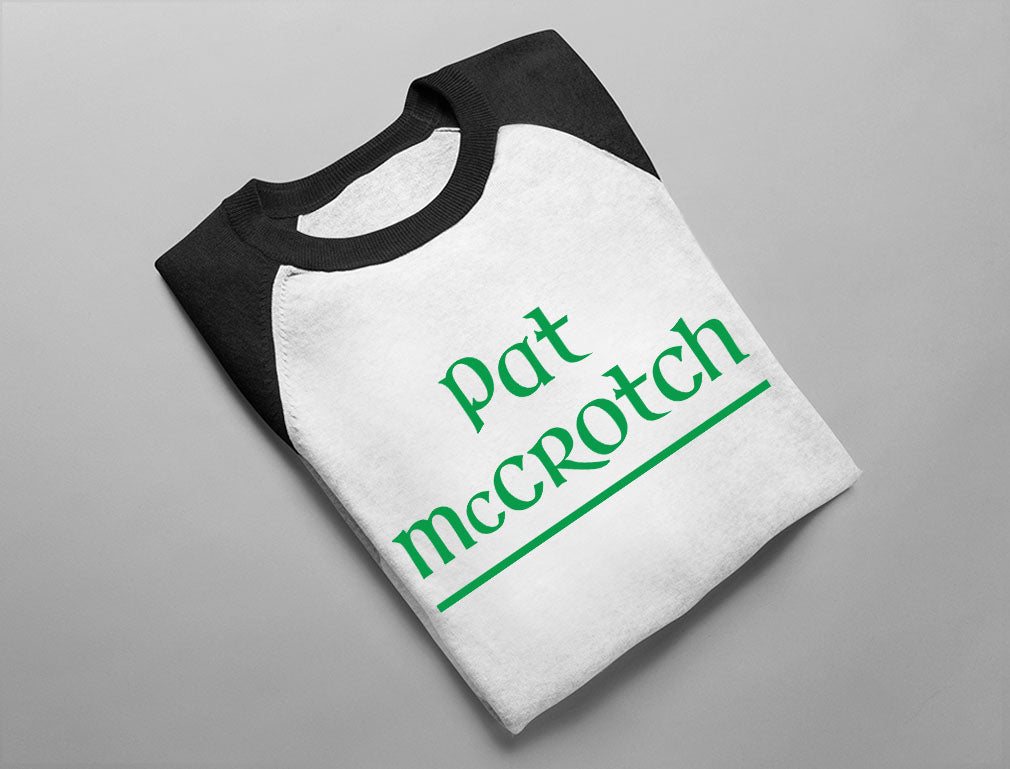 Pat Mccrotch St. Patrick's Day/Paddy Day Funny 3/4 Sleeve Baseball Jersey Shirt - green/white 4