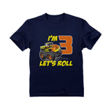 Thumbnail Let's Roll Monster Truck 3rd Birthday Kids T-Shirt Navy 4