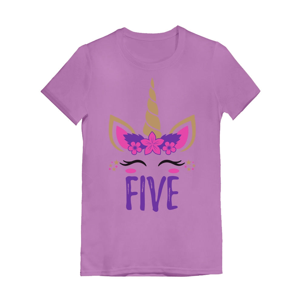 Gift for 5 Year Old Girl Unicorn Youth Kids Girls' Fitted T-Shirt 