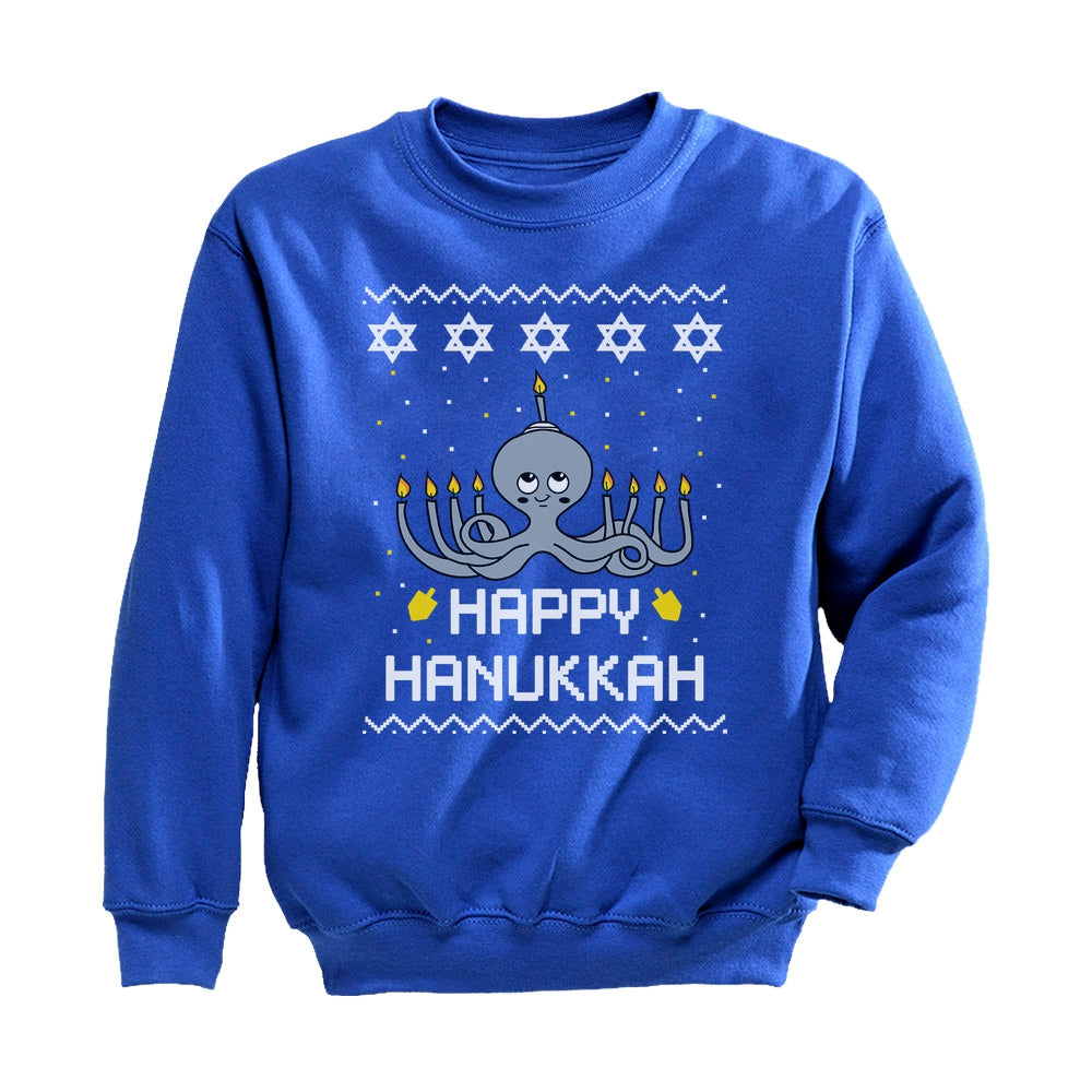 Happy Hanukkah Octopus Toddler Kids Sweatshirt 