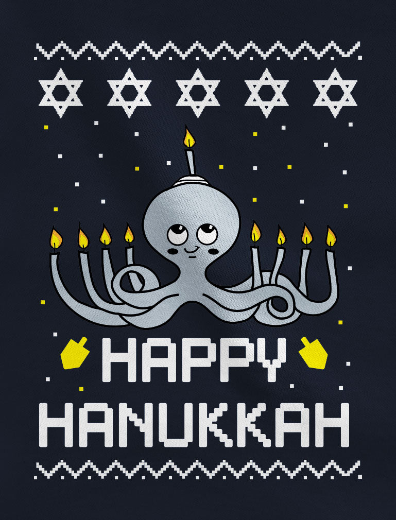 Happy Hanukkah Octopus Toddler Kids Sweatshirt - Black 5