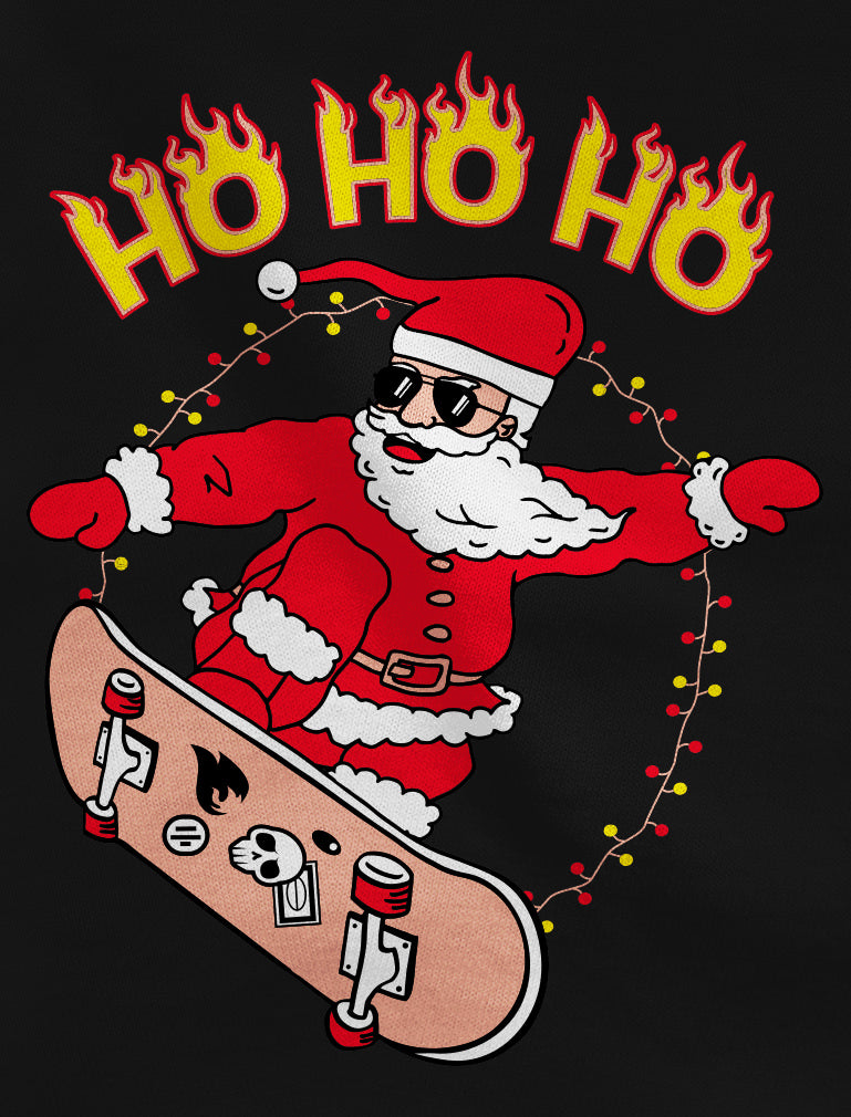 Skateboarding Santa Ho Ho Ho Ugly Christmas Youth Kids Girls' Fitted T-Shirt - Gray 4