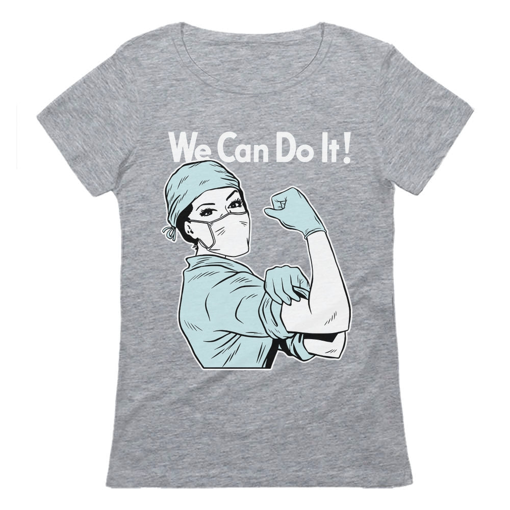 Gift for Nurse Medical Tattoo Nurse Support Feminist We Can Do It Women T-Shirt - Gray 4