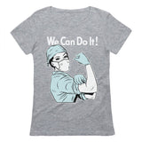 Thumbnail Gift for Nurse Medical Tattoo Nurse Support Feminist We Can Do It Women T-Shirt Gray 4