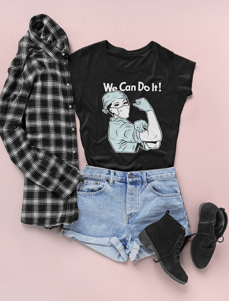 Gift for Nurse Medical Tattoo Nurse Support Feminist We Can Do It Women T-Shirt - Gray 7