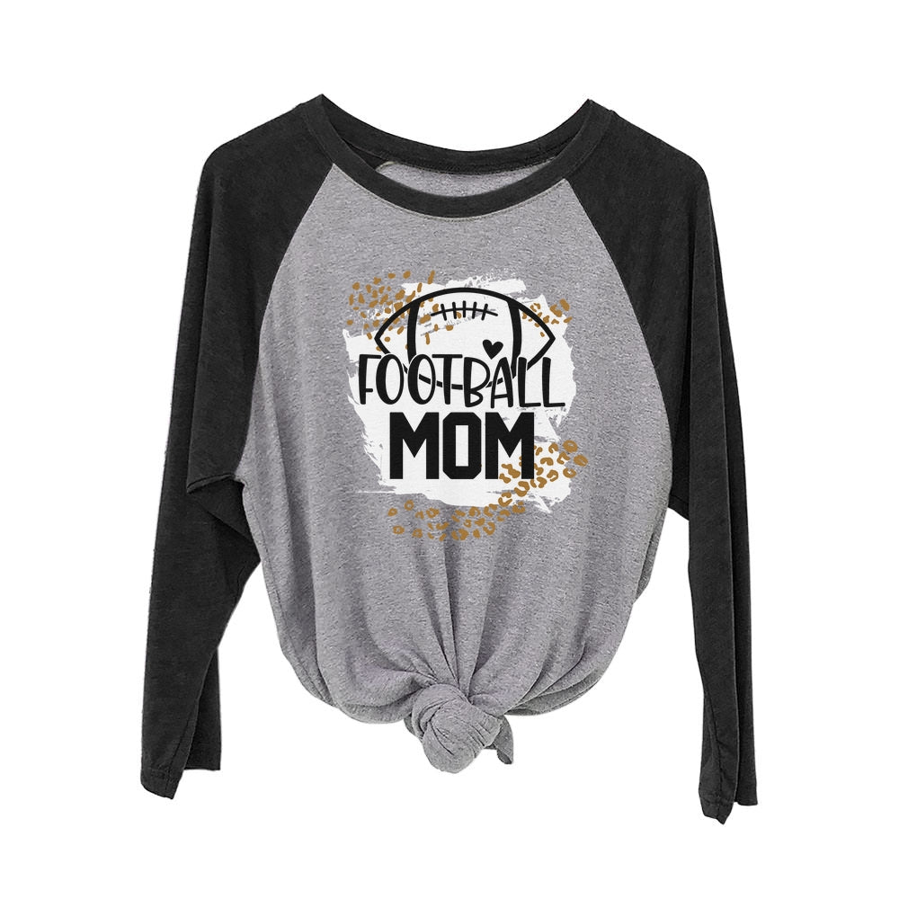 Football Shirts for Women Football Mom Game Day Shirt 3/4 Women Sleeve Baseball Jersey Shirt - black/gray 1