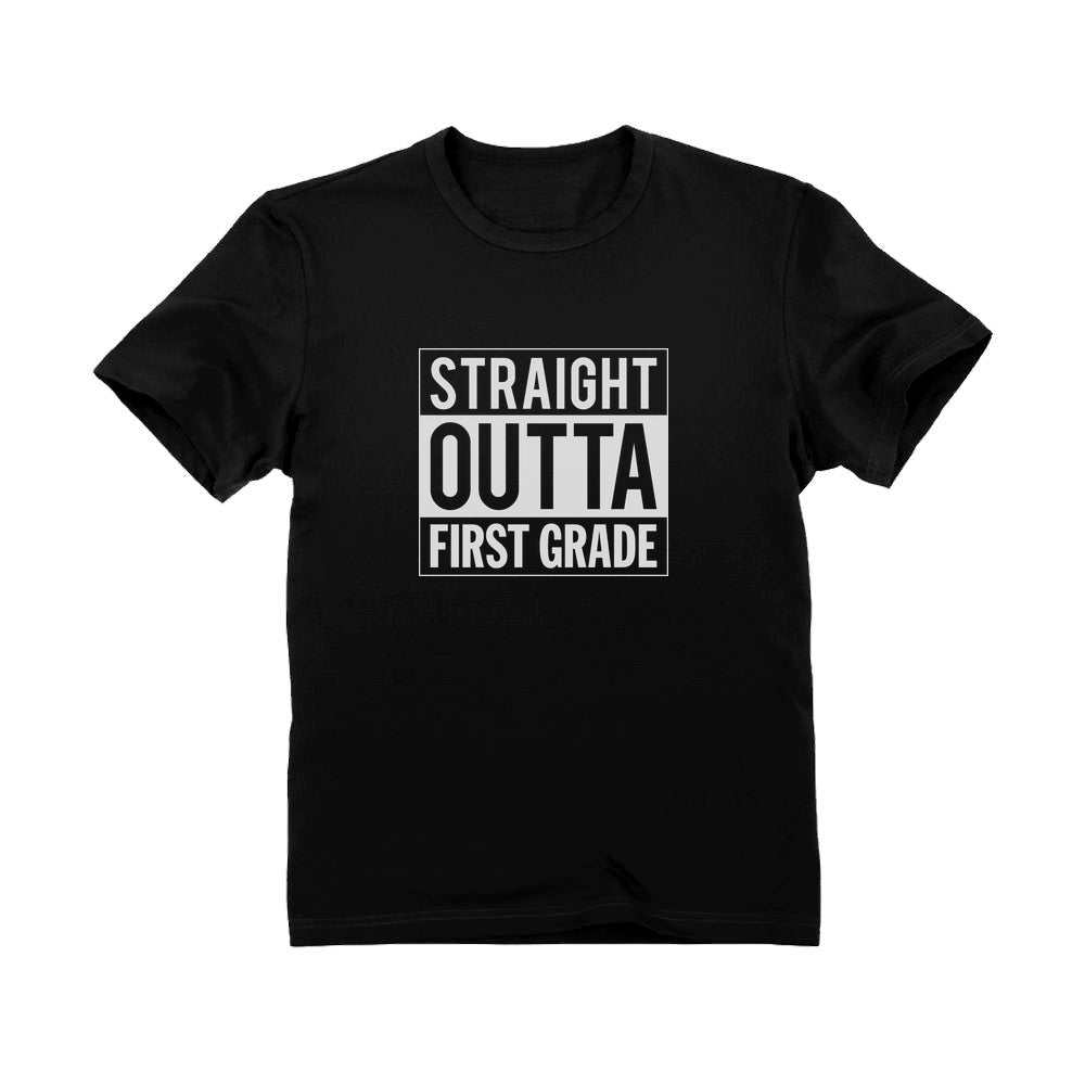 Straight Outta 1st Grade Youth Kids T-Shirt - Black 1