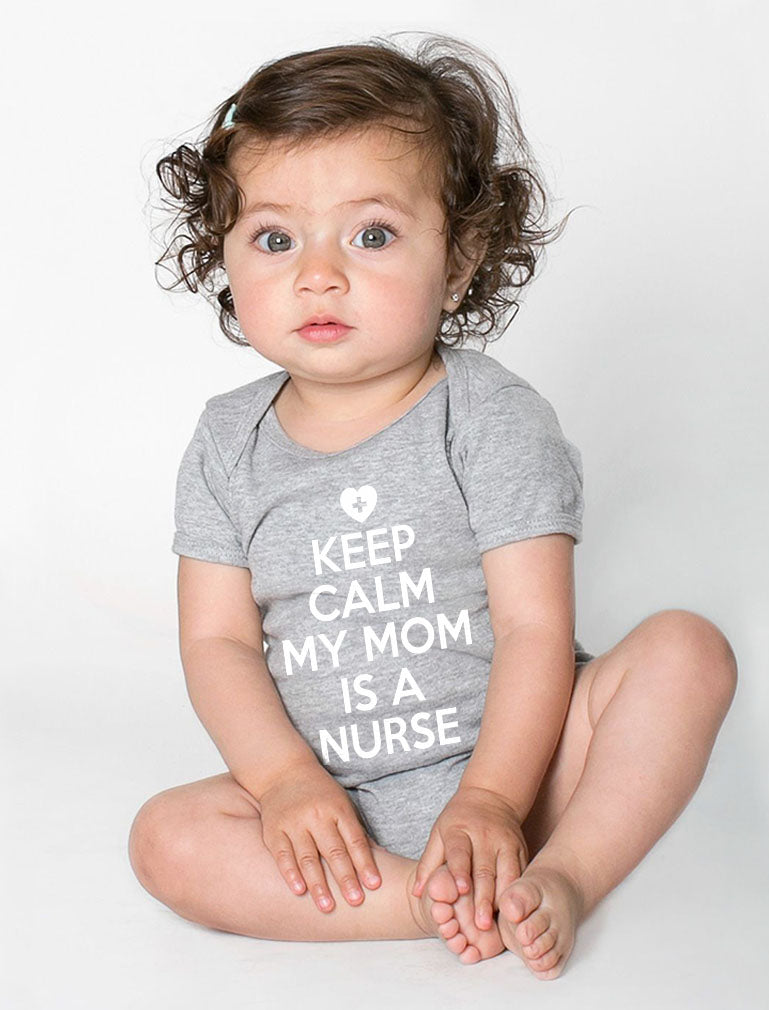 Keep Calm My Mom Is A Nurse Baby Bodysuit - Navy 6