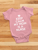 Thumbnail Keep Calm My Mom Is A Nurse Baby Bodysuit Navy 7
