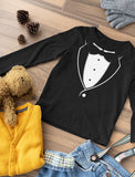 Boys Tuxedo Black Bow Tie Toddler Kids Long sleeve T-Shirt 