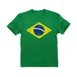 Thumbnail Retro Brazil Flag Vintage Brazilian Pride Youth Kids T-Shirt Green 1