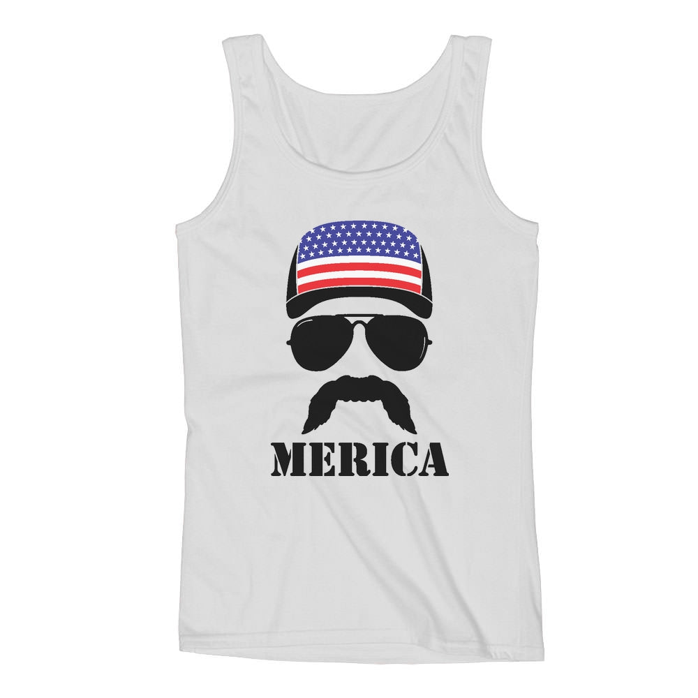 American Flag Cap hat Men's Tank Top - White 2
