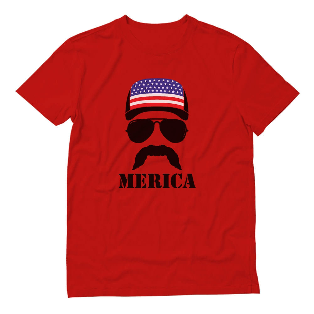 American Flag Cap hat T-Shirt - Red 4