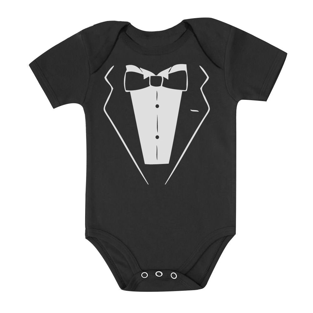 Tuxedo With Bow Tie Baby Boy Baby Bodysuit - Black 1