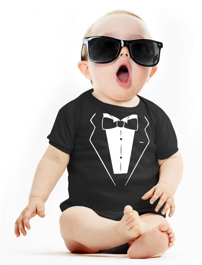 Tuxedo With Bow Tie Baby Boy Baby Bodysuit - Black 2