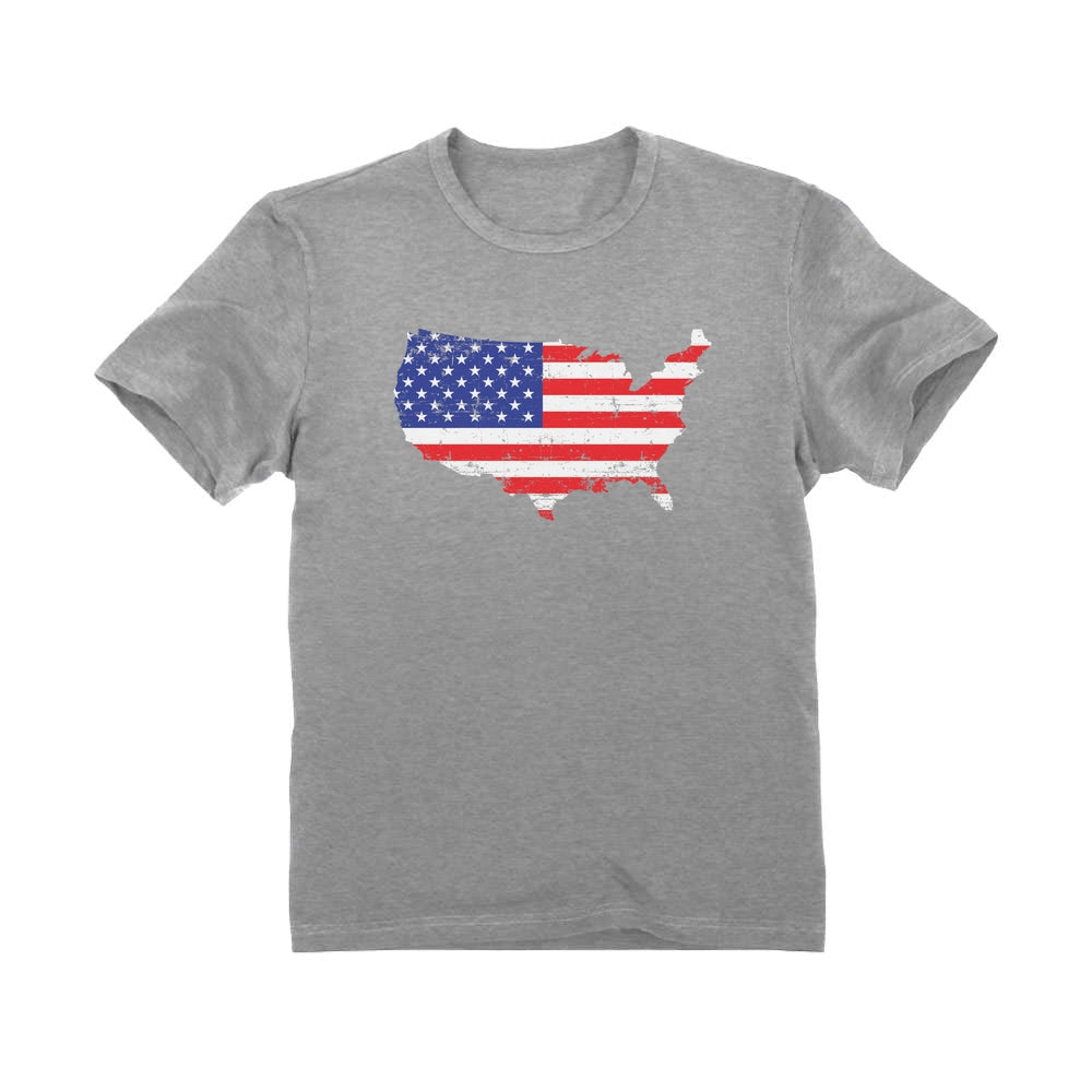 USA Map Youth Kids T-Shirt - Gray 4