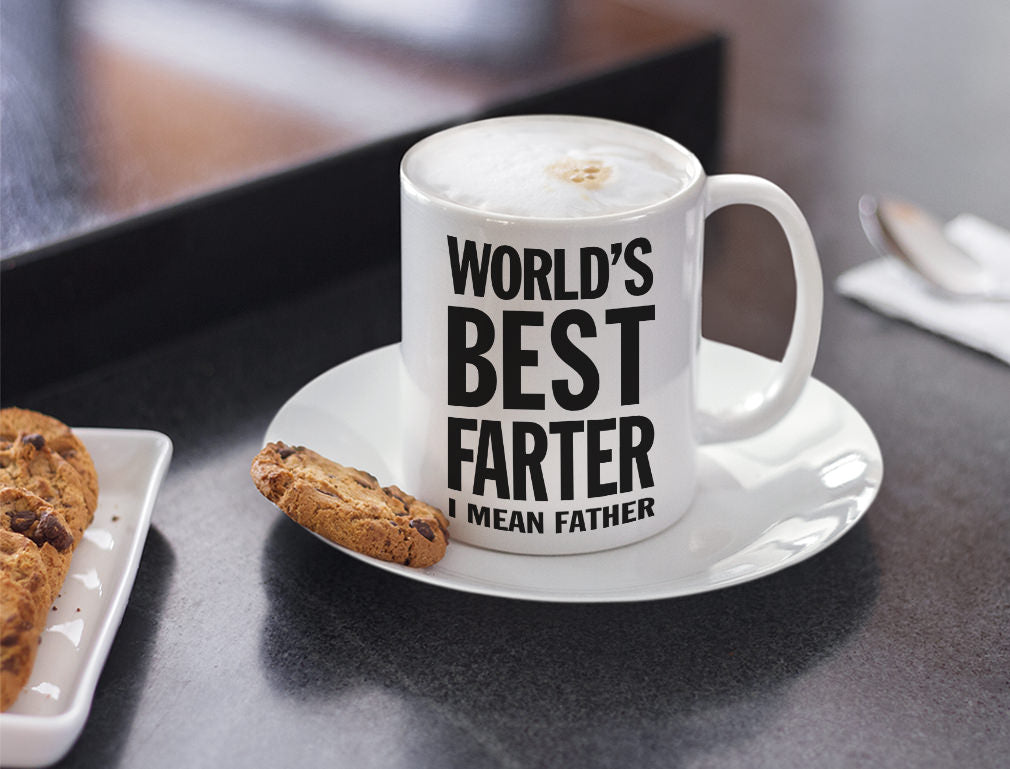 World's Best Farter, I Mean Father Funny Coffee Mug - White 5