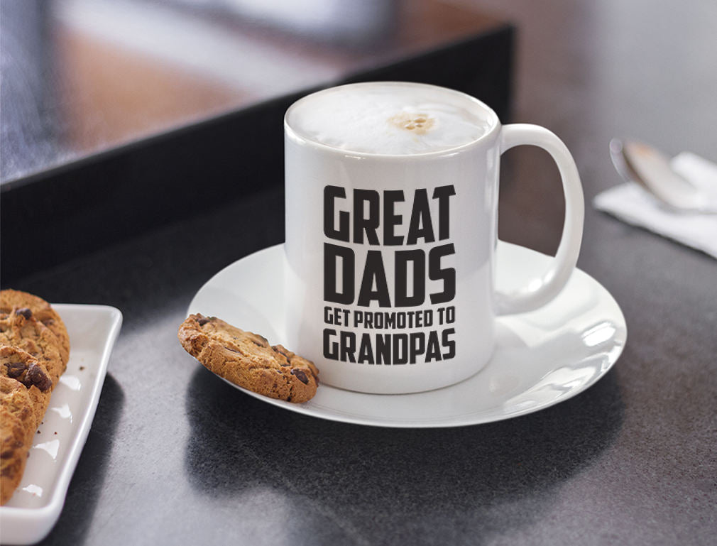 Great Dads Get Promoted To Grandpas Coffee Mug - White 3