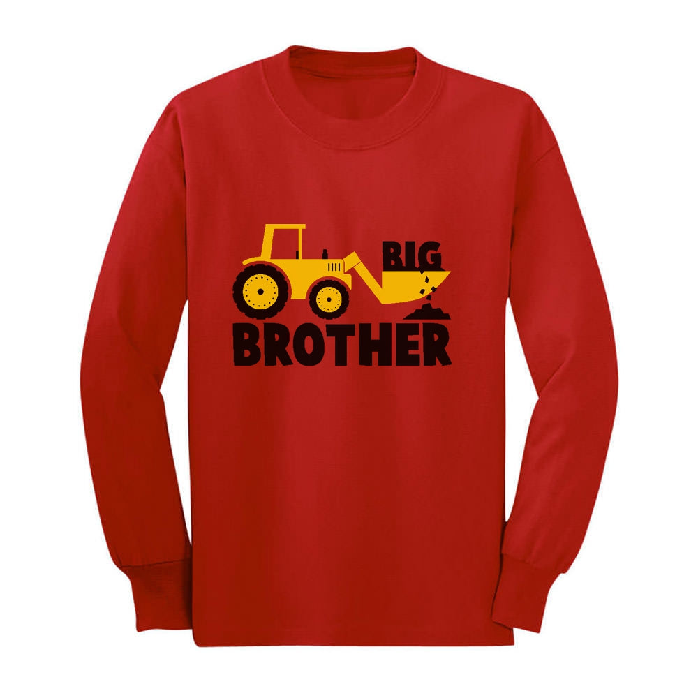 Big Brother Tractor Boys Toddler Kids Long sleeve T-Shirt - Red 1