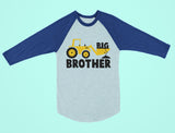 Big Brother Tractor Boys 3/4 Sleeve Baseball Jersey Toddler Shirt 