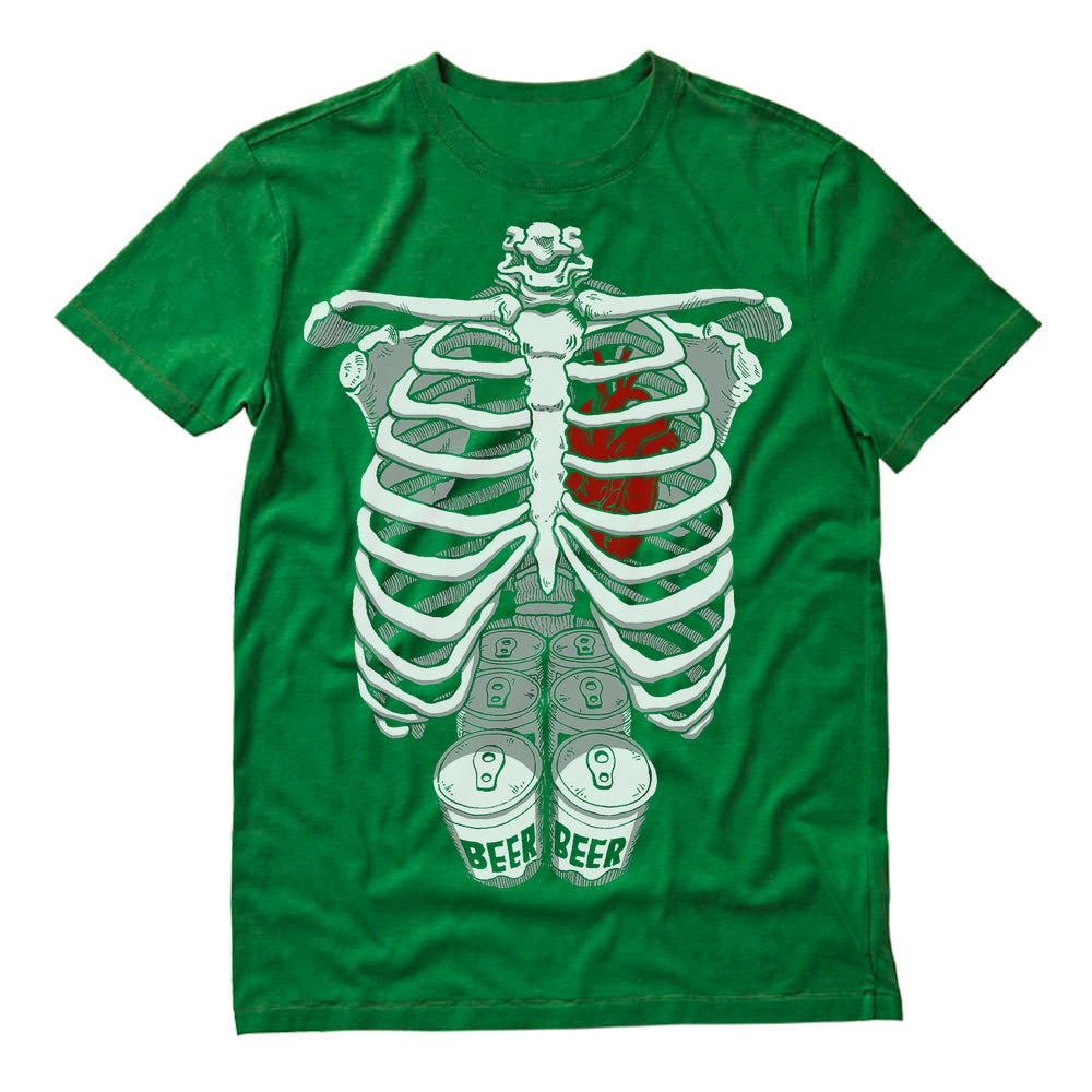 Skeleton Six Pack Beer Abs Xray Halloween Costume T-Shirt 